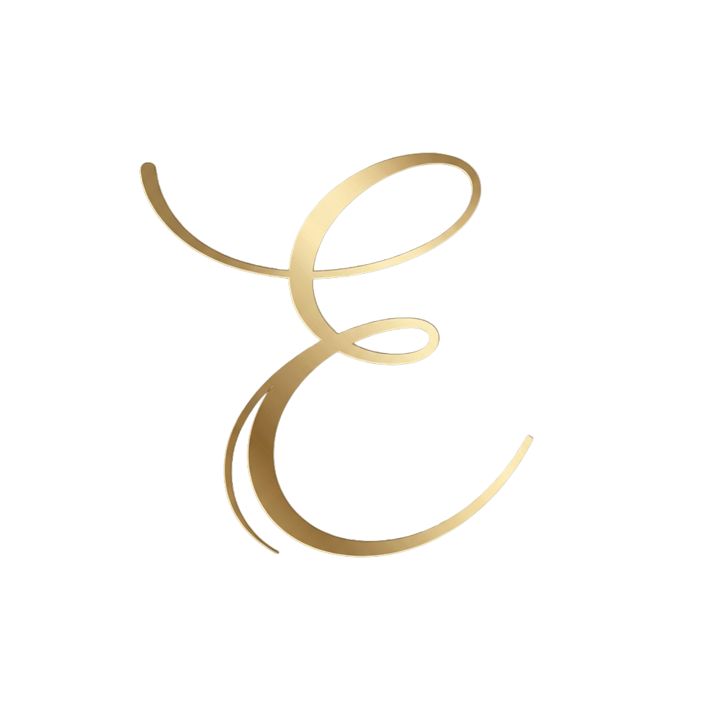 Nails by Em gold E monogram